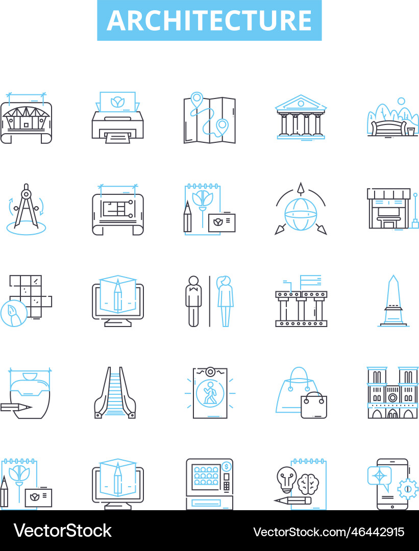 Architecture line icons set structure Architecture line icons set structure vector image
