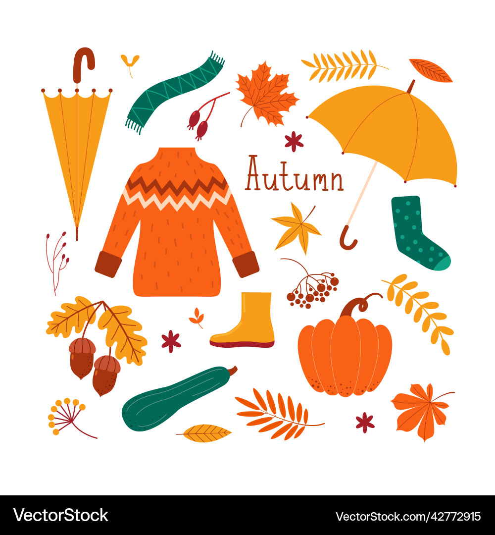 Autumn set of elements for design Autumn set of elements for design vector image