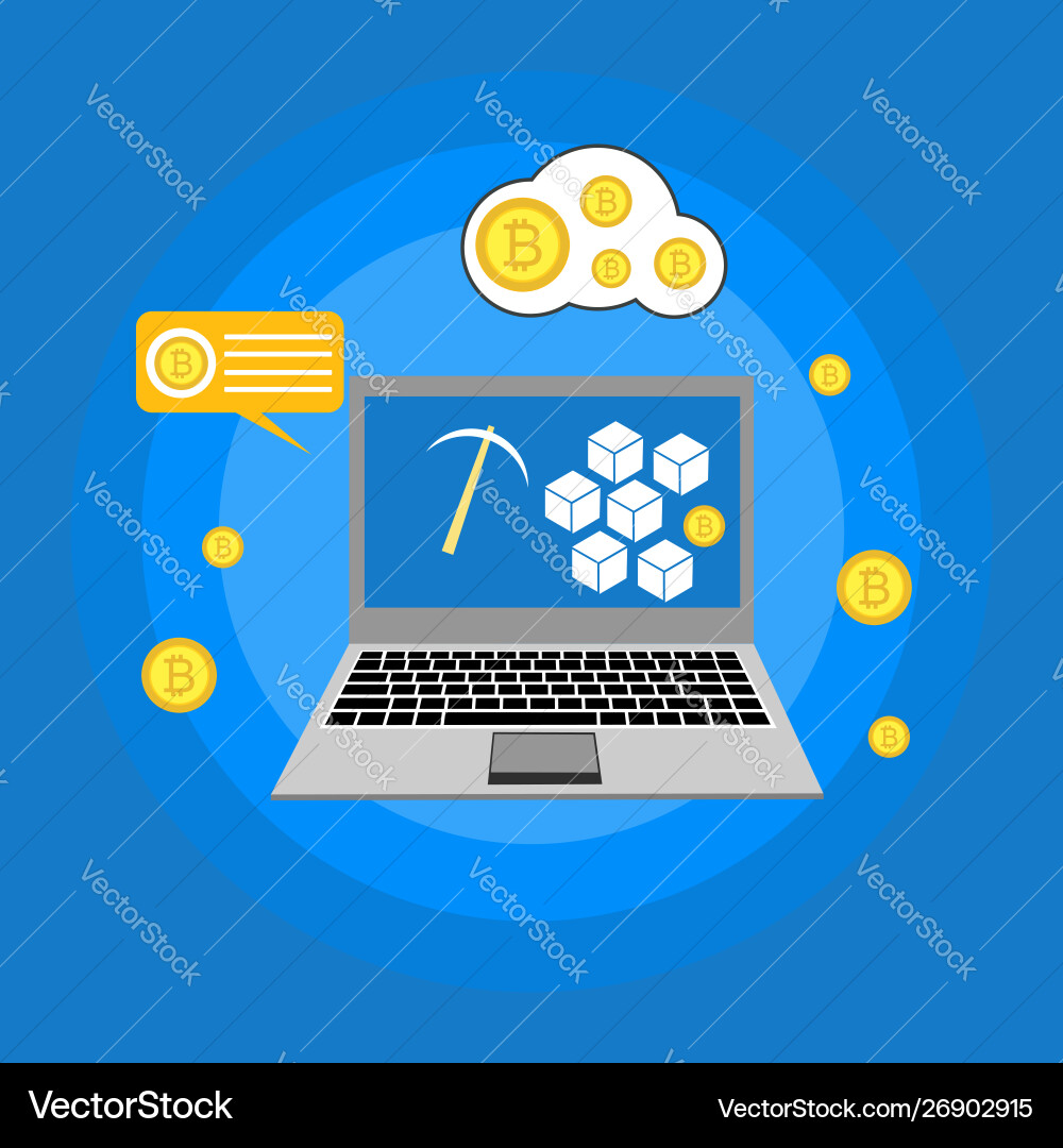 Blockchain scheme mining crypto currency server Blockchain scheme mining crypto currency server vector image
