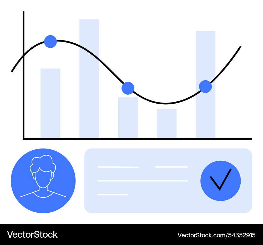 Business analytics with bar and line graph user Business analytics with bar and line graph user Vector Image