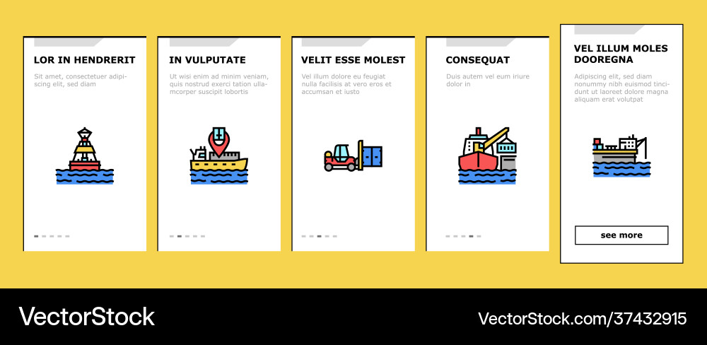Container port tool onboarding icons set Container port tool onboarding icons set vector image