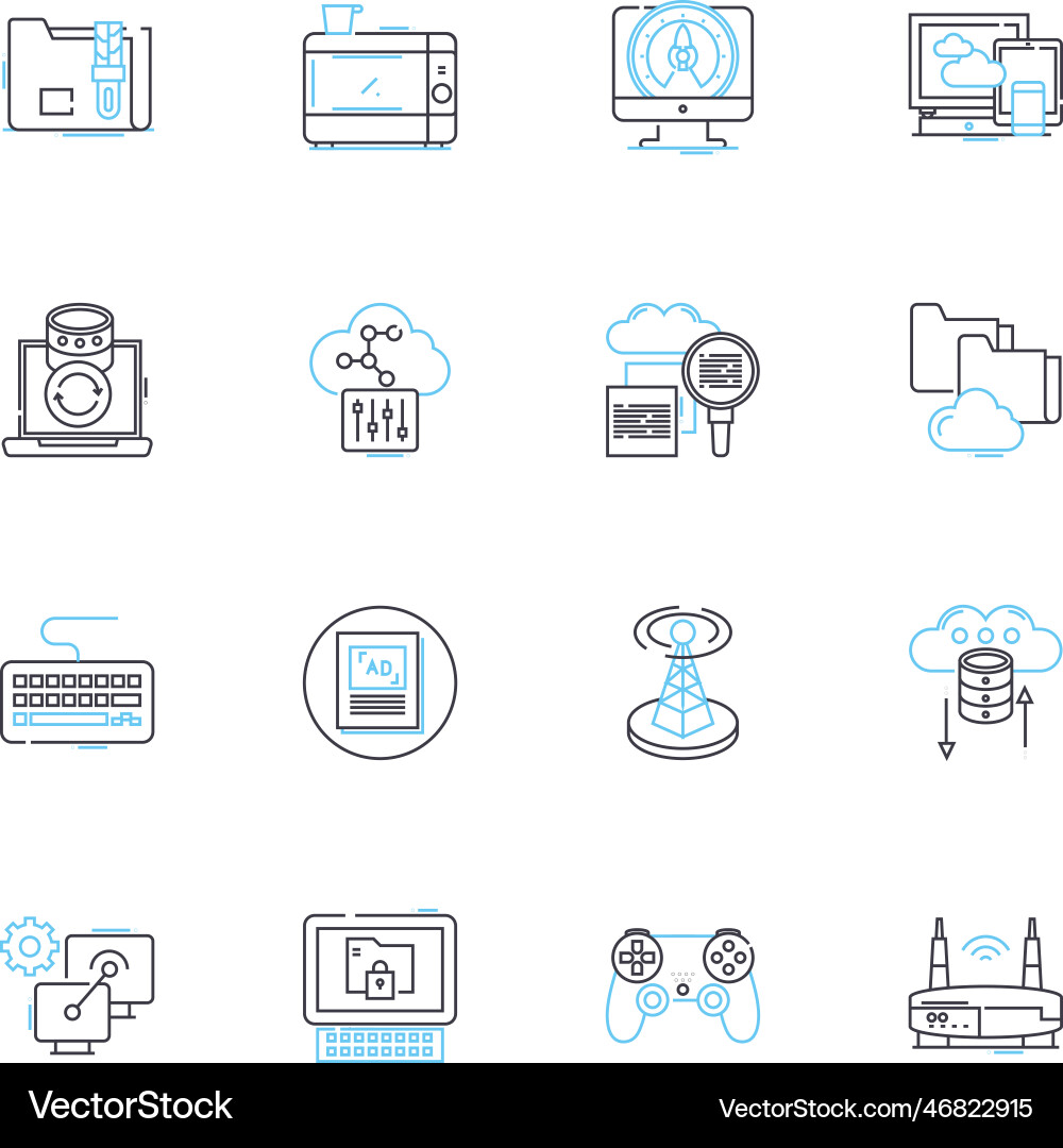 Digital footprint linear icons set traceability vector image