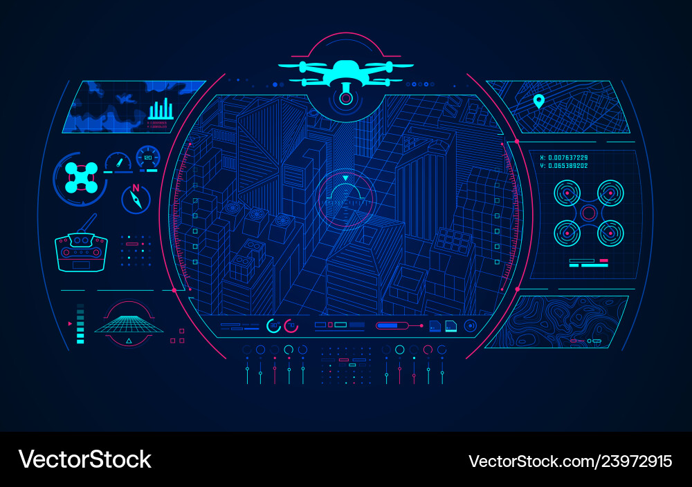 Drone Control Interface - Futuristic UI vector image