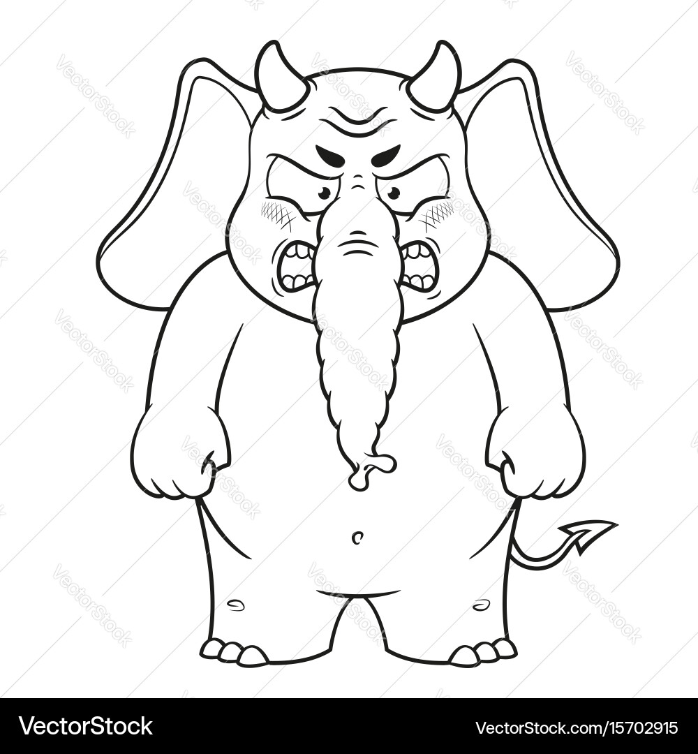 Elephant character angry red with horns devil Vector Image