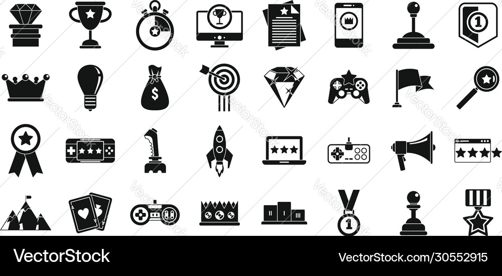 Gamification machine icons set simple style Gamification machine icons set simple style vector image