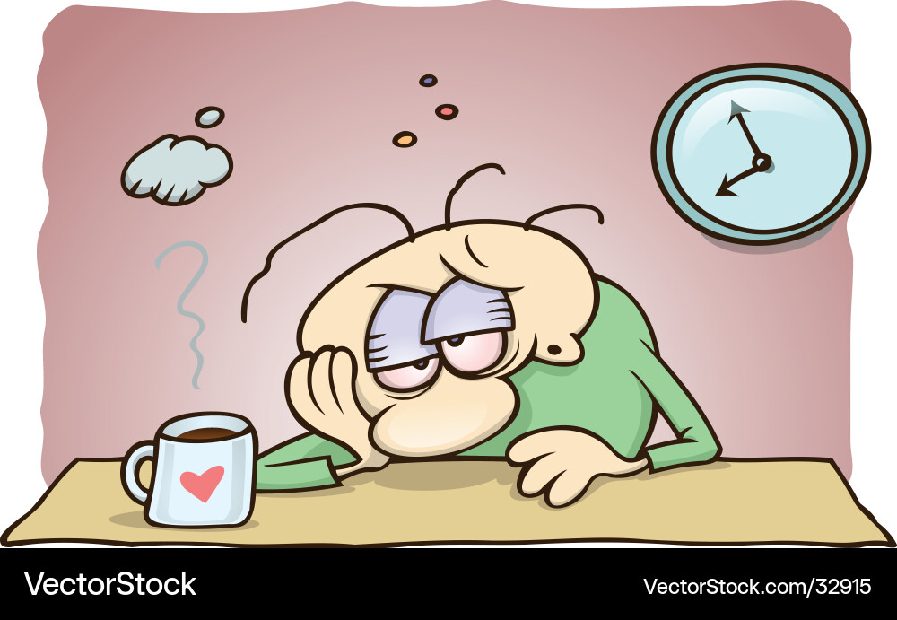 Man With Coffee, Exhausted and Gloomy Vector Image