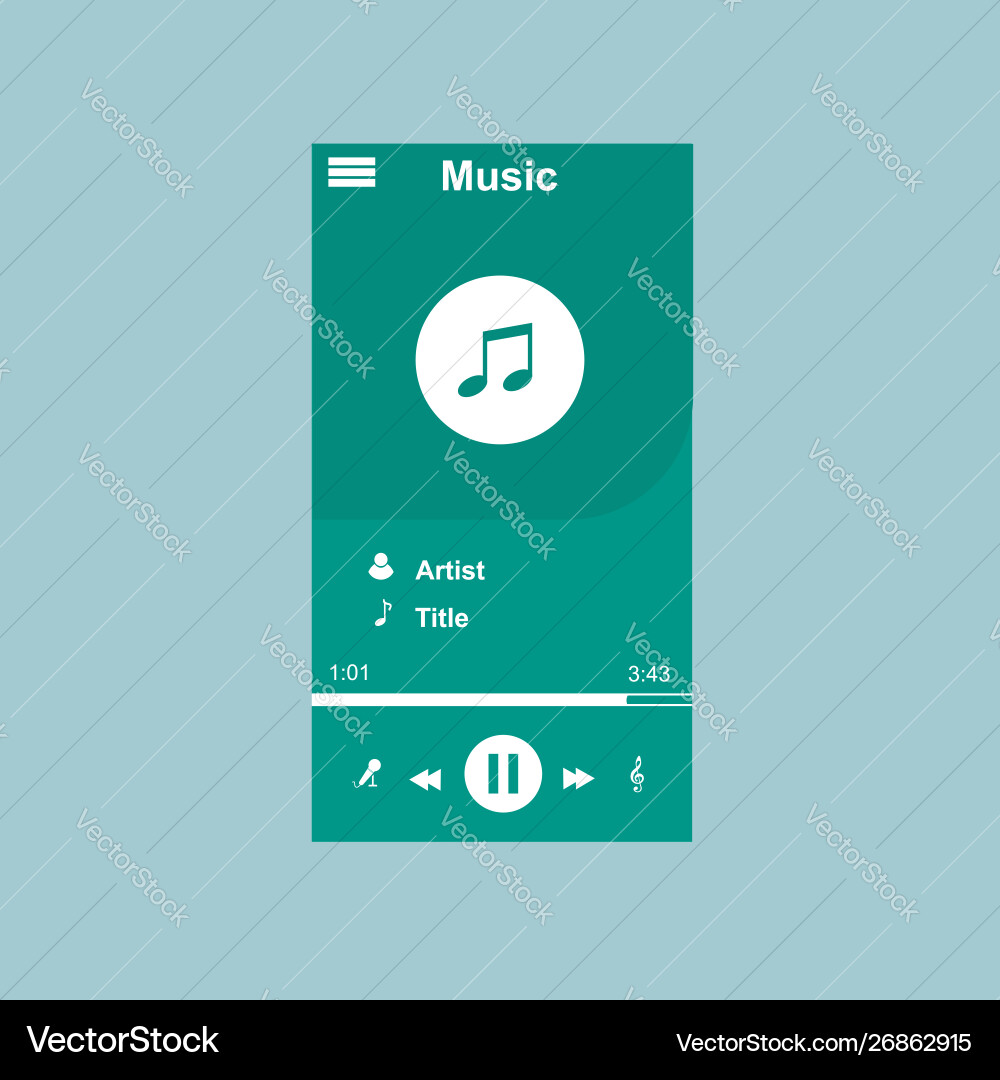 Media player application app template with flat Media player application app template with flat vector image