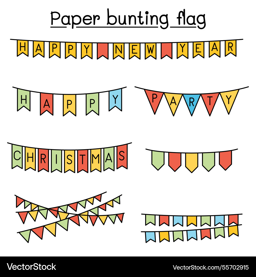 Paper bunting flag graphic design in colorline Paper bunting flag graphic design in colorline vector image