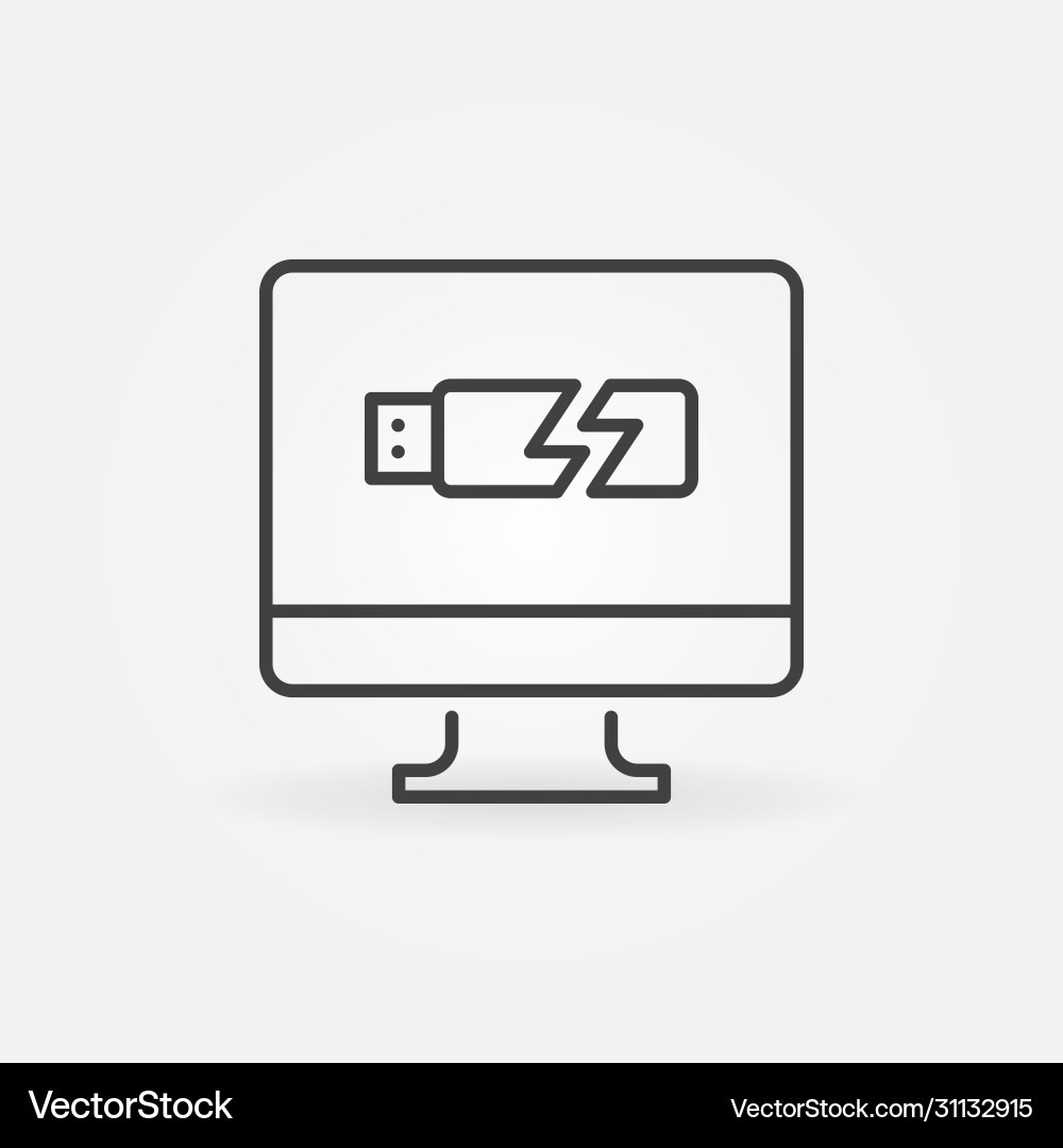 Pc display with broken usb stick concept Vector Image
