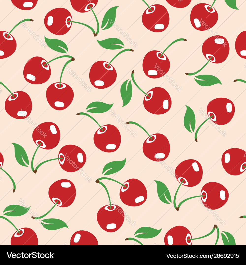 Red Cherry Seamless Pattern Vector Image