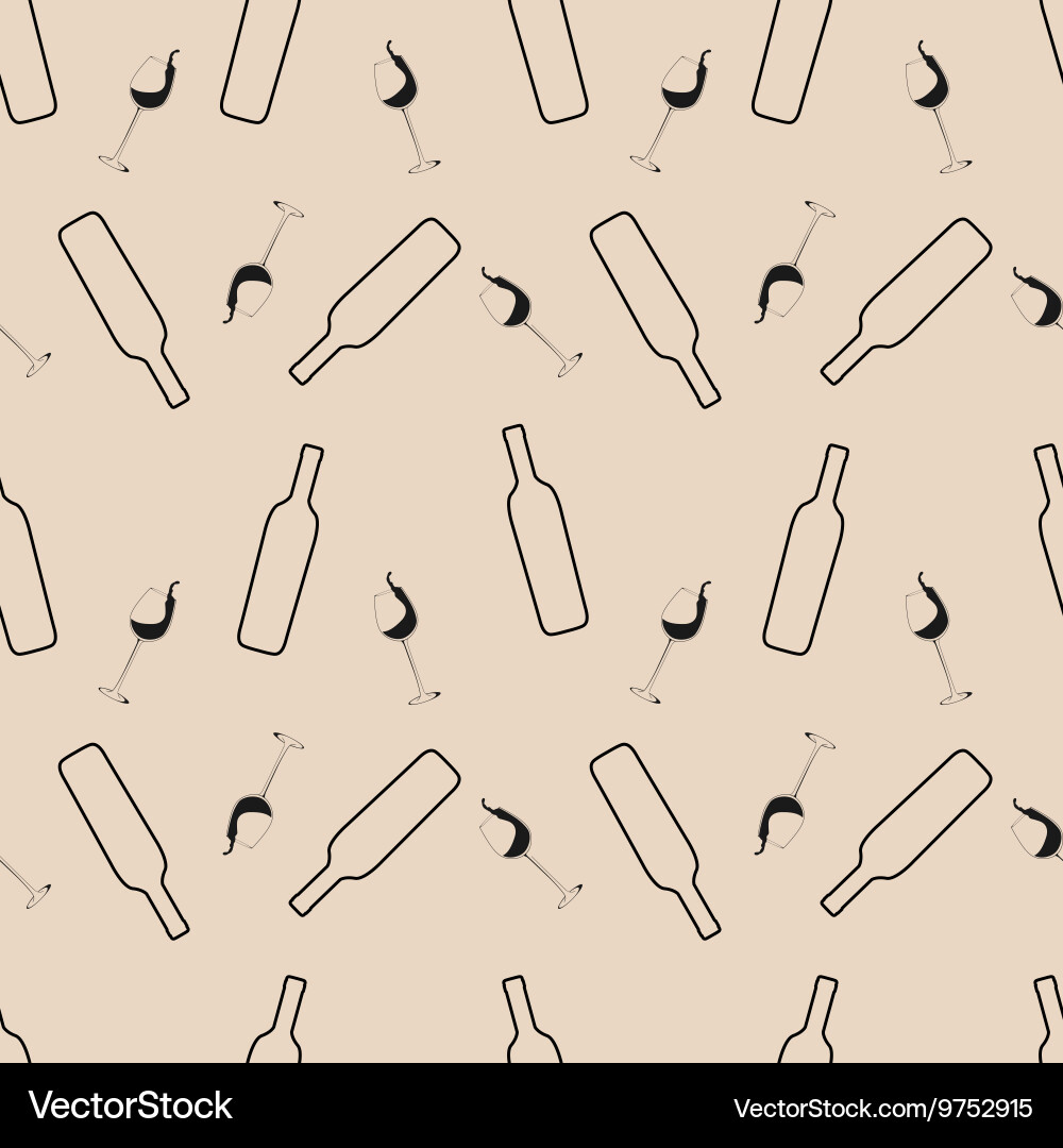 Seamless pattern of wine bottles and glasses Vector Image