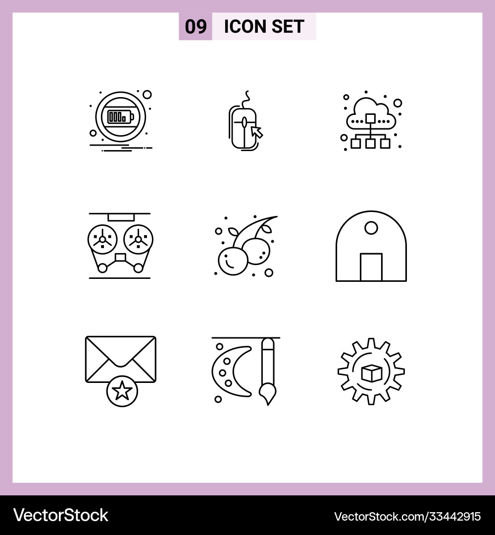 Set 9 outlines on grid for recorder player Vector Image