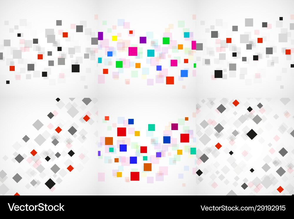 Set abstract backgrounds with colorful squares vector image