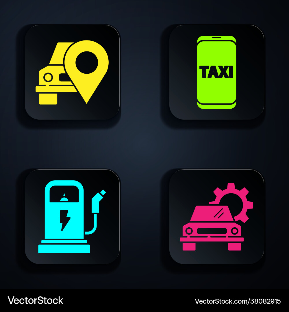 Set car service map pointer with taxi electric Set car service map pointer with taxi electric vector image