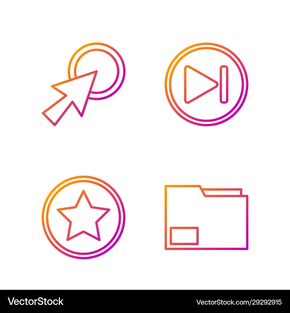 Set line document folder star arrow cursor Set line document folder star arrow cursor vector image