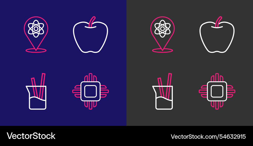 Set line processor cpu laboratory glassware apple Set line processor cpu laboratory glassware apple Vector Image
