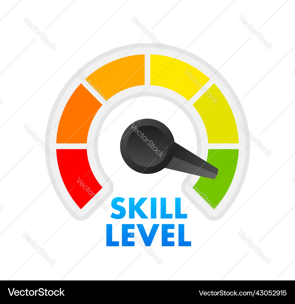 Skill levels growth meter indicator skills Skill levels growth meter indicator skills vector image