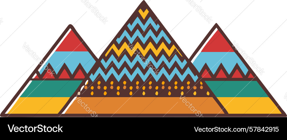 Stylized mountain icon with zig-zag patterns vector image