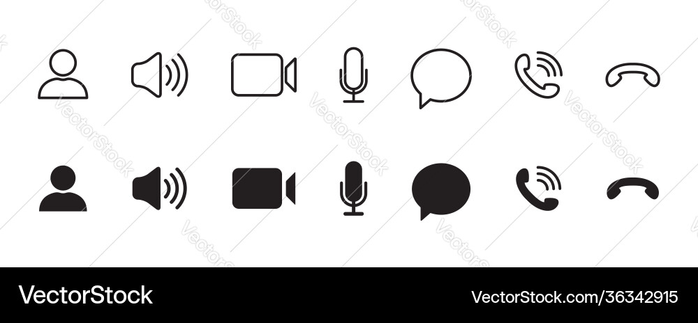 Video call icons set collection buttons Video call icons set collection buttons vector image