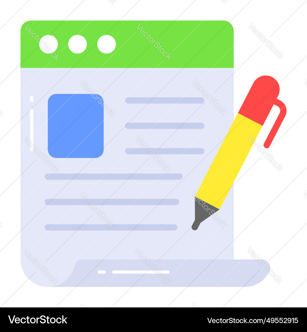 Web page and pencil of website editing Vector Image