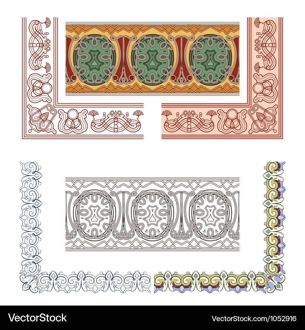 Art Nouveau Border Patterns Vector Image