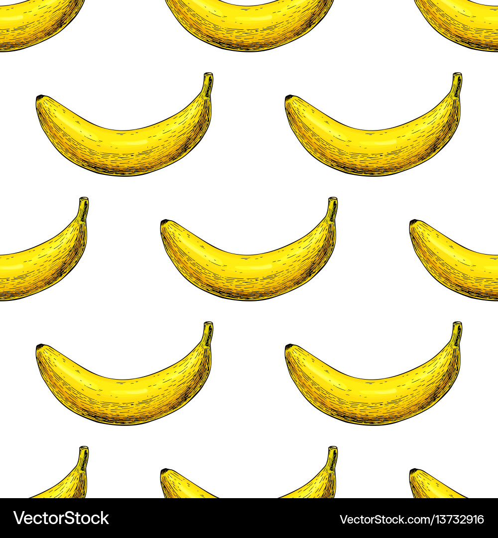 Banana seamless pattern isolated hand Vector Image