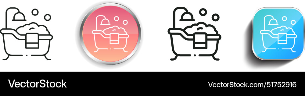 Bathtub icon thin linear regular and button style vector image