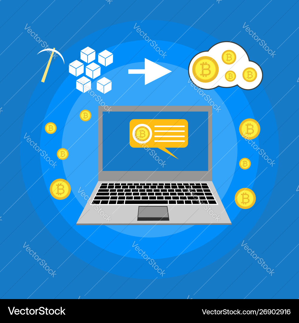 Blockchain scheme mining crypto currency server Blockchain scheme mining crypto currency server vector image