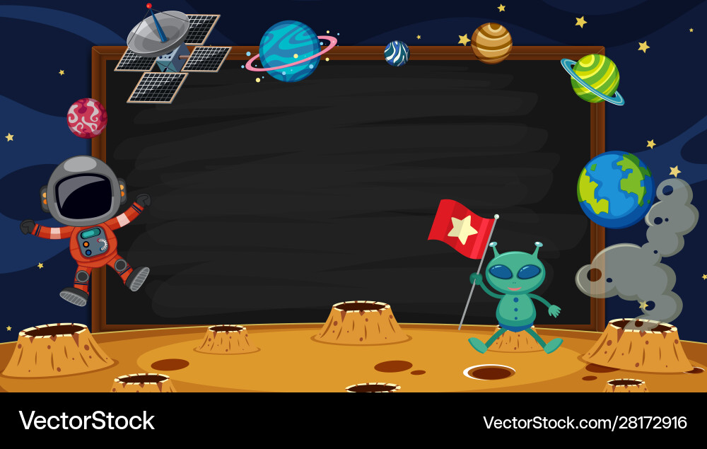 Border template with astronaut in space background Border template with astronaut in space background vector image