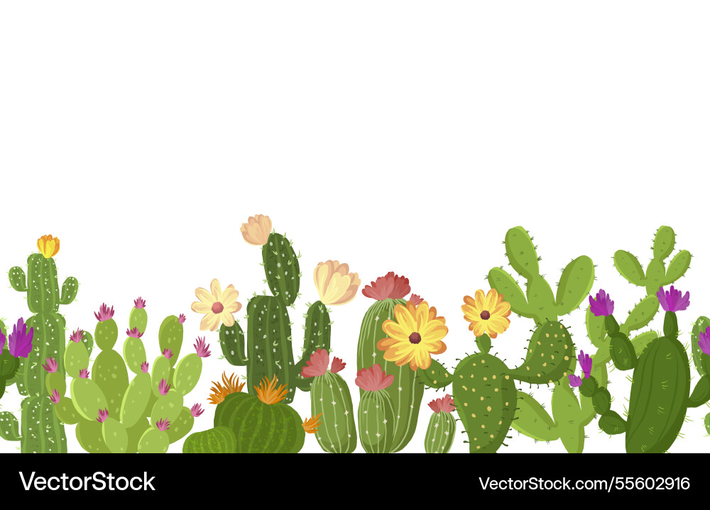 Cactus seamless pattern from right to left Cactus seamless pattern from right to left vector image