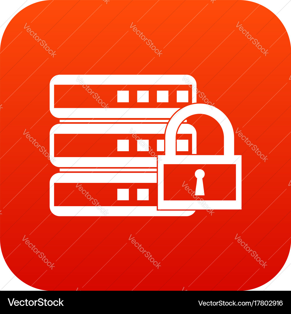 Database with padlock icon digital red Vector Image
