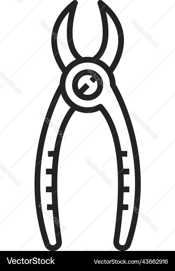 Dental pliers isolated line icon surgical forceps Dental pliers isolated line icon surgical forceps vector image