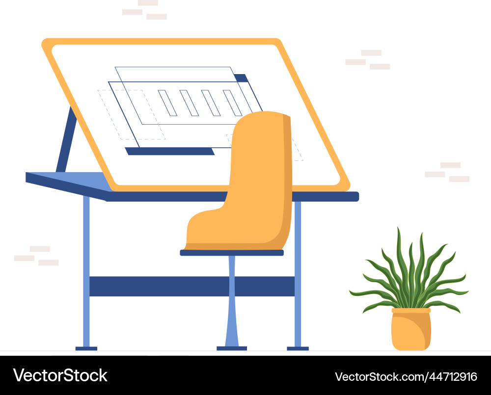 Drafting engineer or architect working on drawing vector image