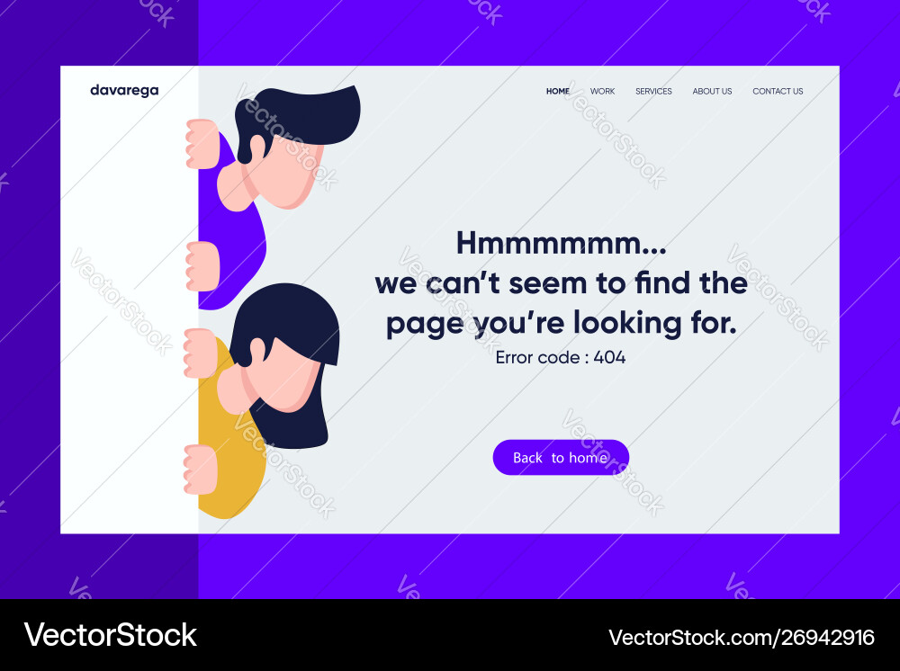 Error 404 landing page design vector image