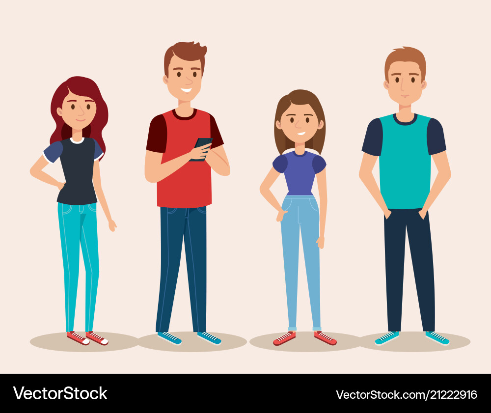Gruppe junger Menschen avatars Gruppe junger Menschen avatars vektorbild
