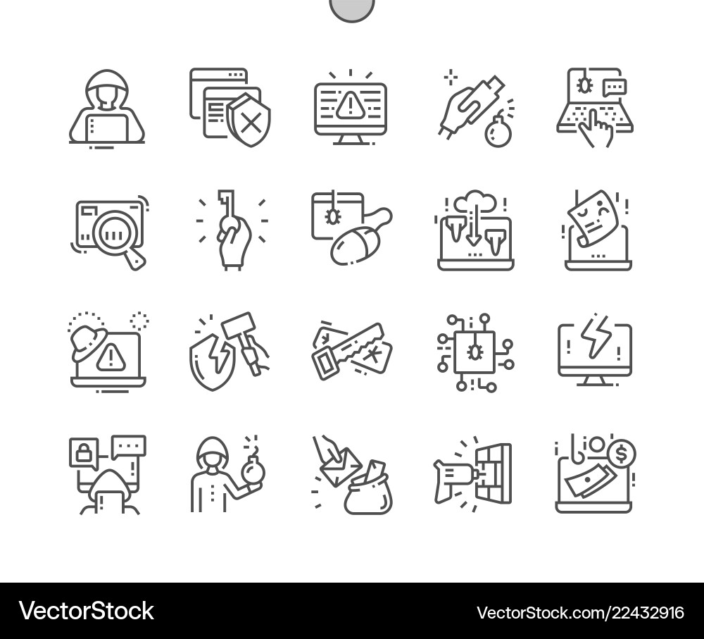 Hacker well-crafted pixel perfect thin line Hacker well-crafted pixel perfect thin line vector image