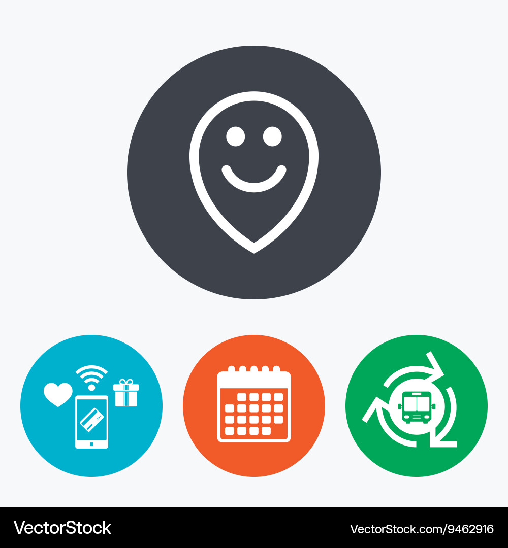 Happy face map pointer symbol smile icon vector image