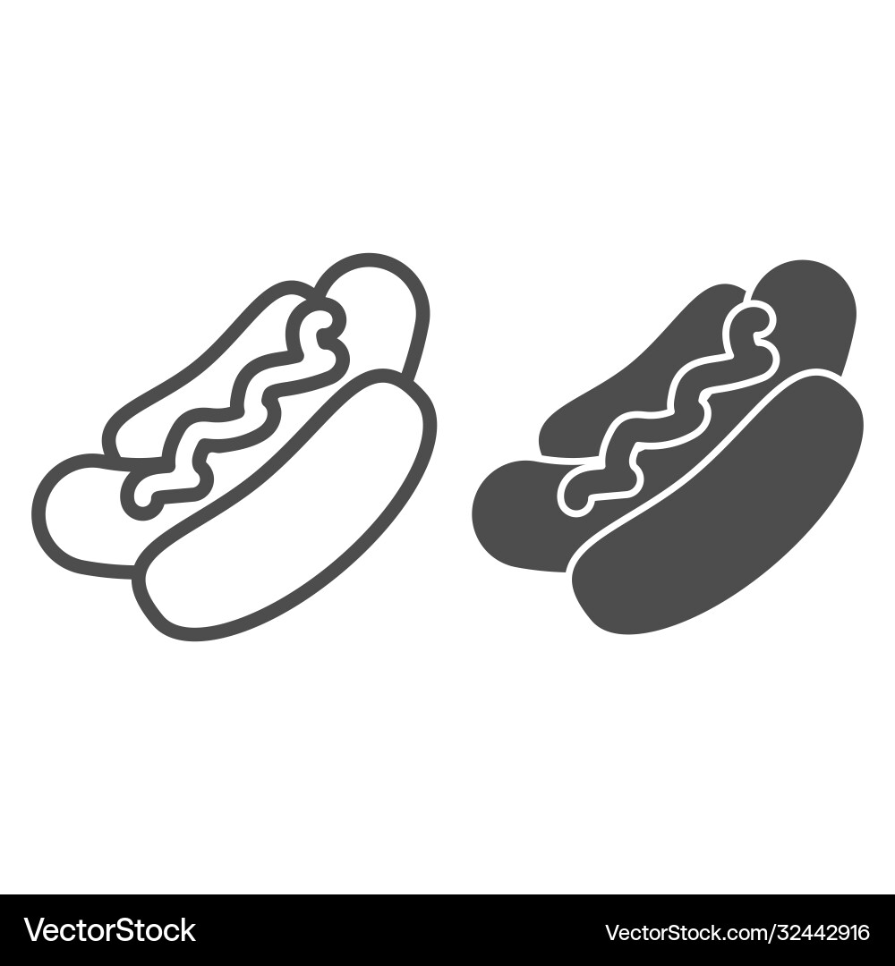 Hotdog Linie und solide Icon Junk Food Konzept heiß Hotdog Linie und solide Icon Junk Food Konzept heiß vektorbild