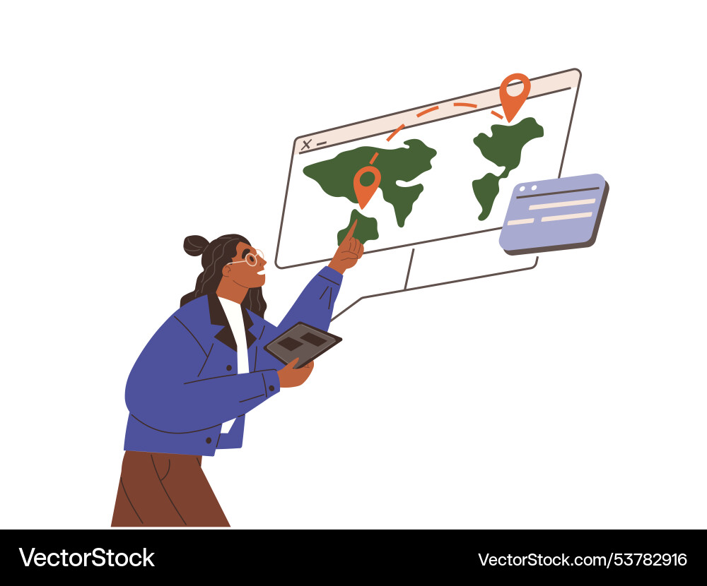Man studying destination map with markers Vector Image