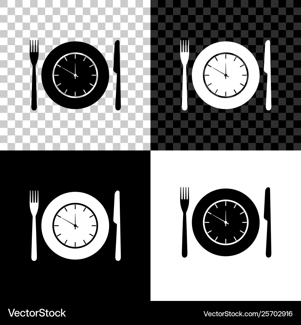 Plate with clock fork and knife icon isolated Plate with clock fork and knife icon isolated vector image