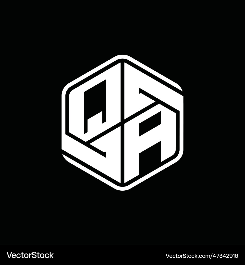 Qa logo monogram hexagon shape with ornament Qa logo monogram hexagon shape with ornament Vector Image
