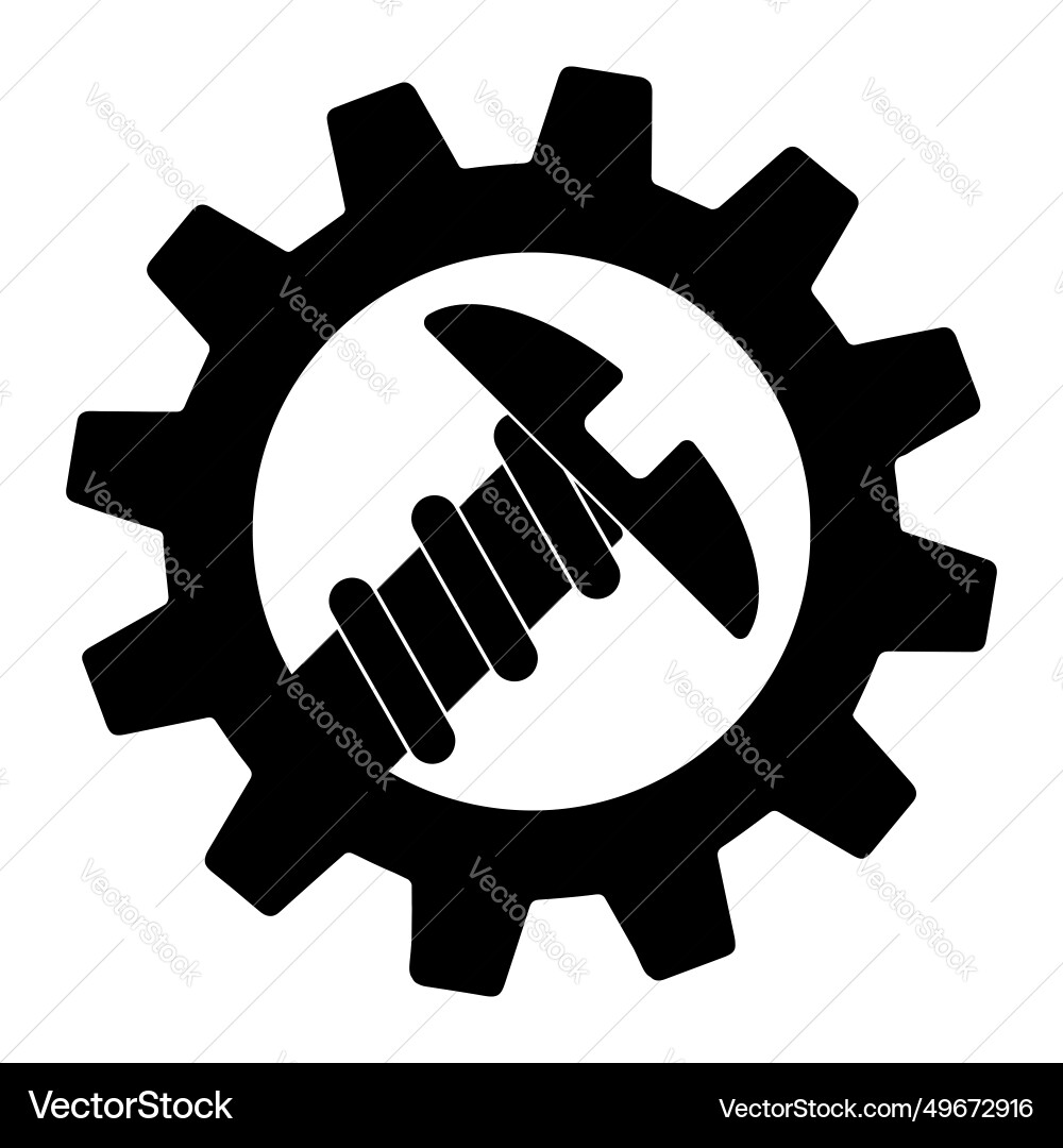 Screw on gear icon work tool sign symbol Screw on gear icon work tool sign symbol vector image