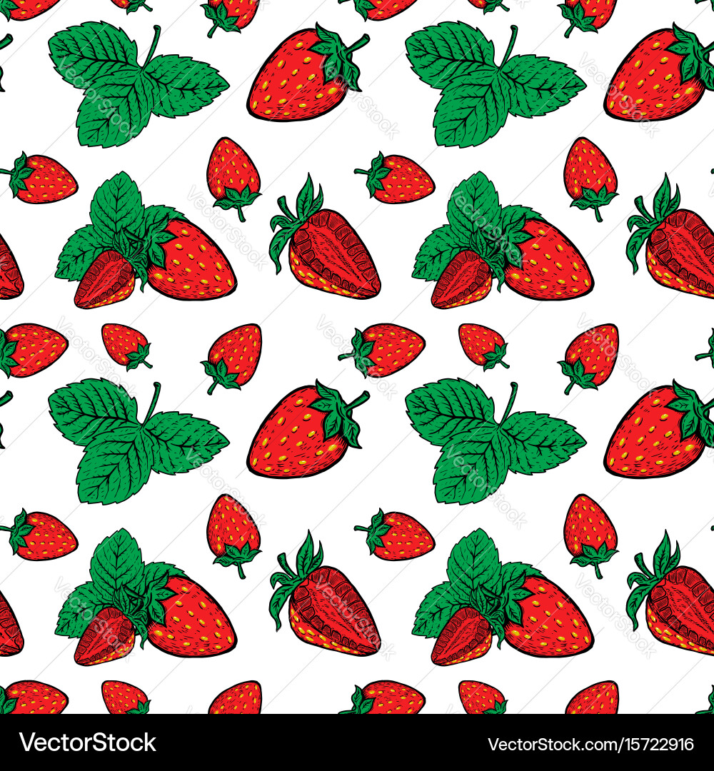 Seamless pattern with strawberries design element vector image