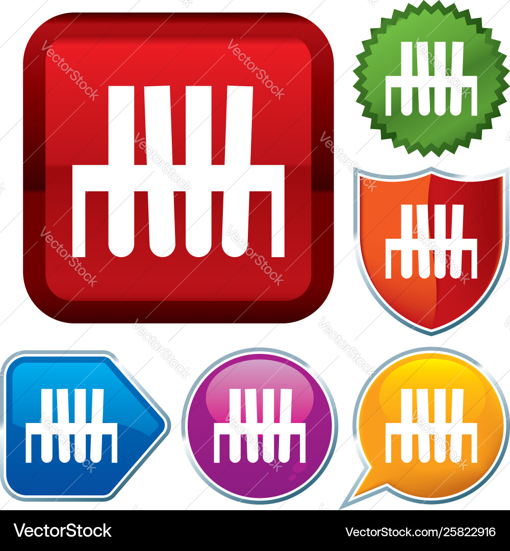 Set shiny icon series on buttons test tubes Vector Image
