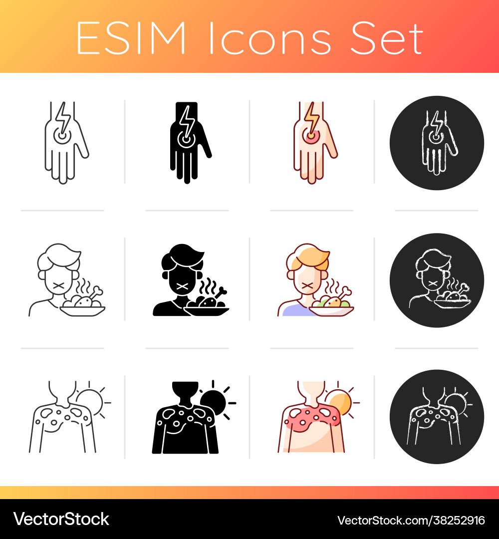 Sunstroke precaution icons set Vector Image