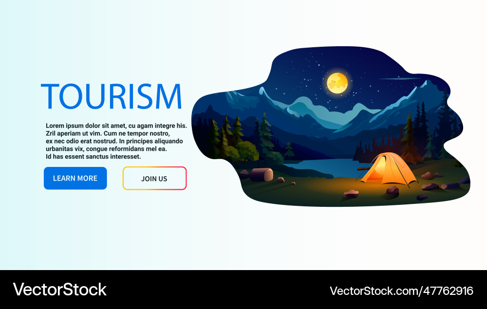 Tent camping area night campsite summer camp Tent camping area night campsite summer camp vector image