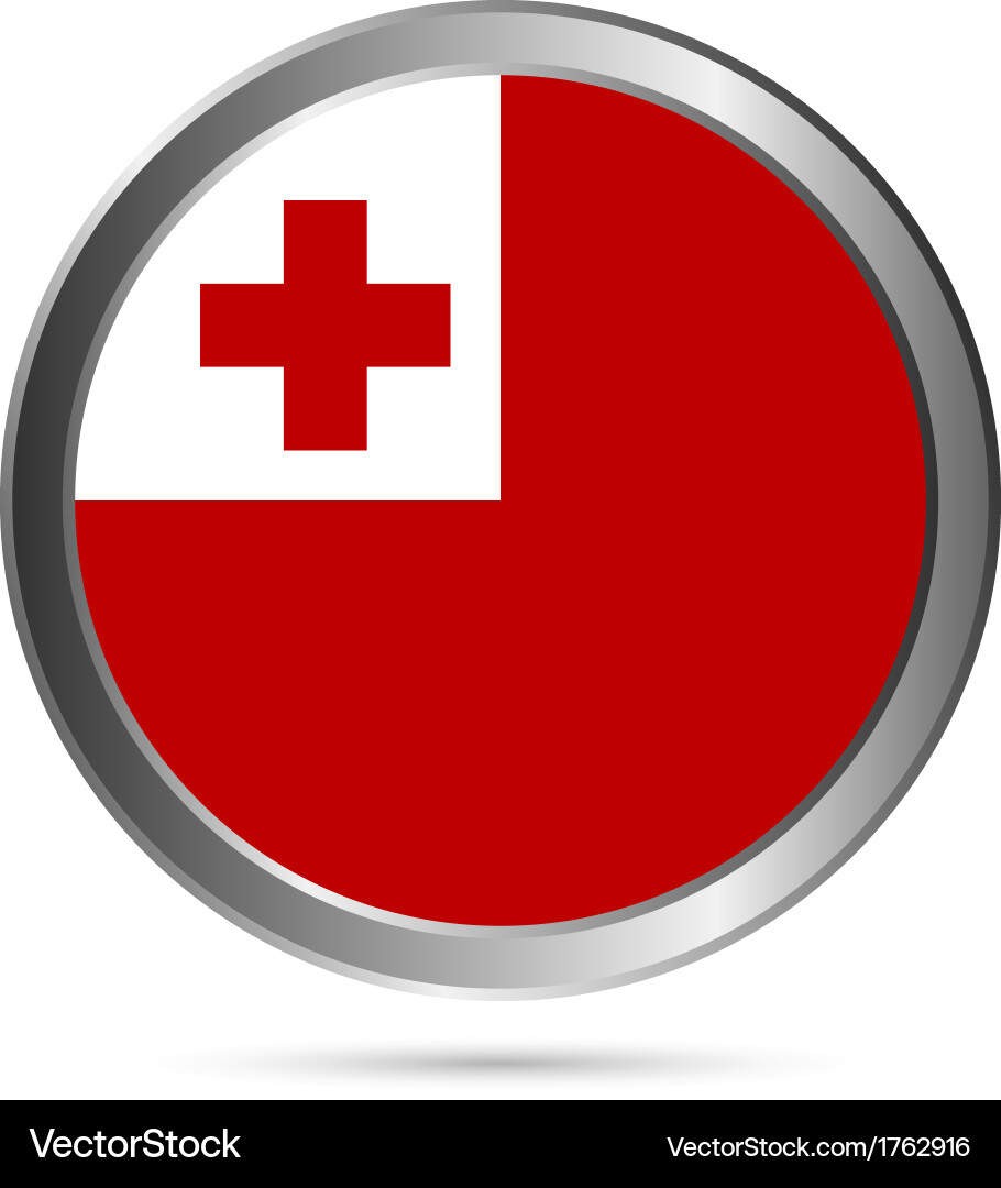 Tonga flag button Vector Image