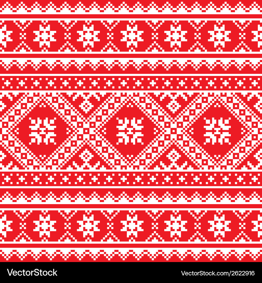 Ukrainian slavic folk art knitted red and white Vector Image