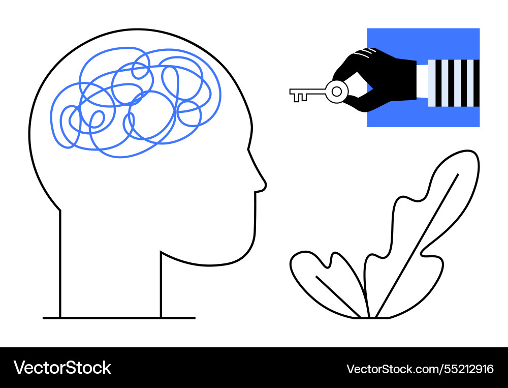 Unravelling mental complexity with the right Unravelling mental complexity with the right vector image