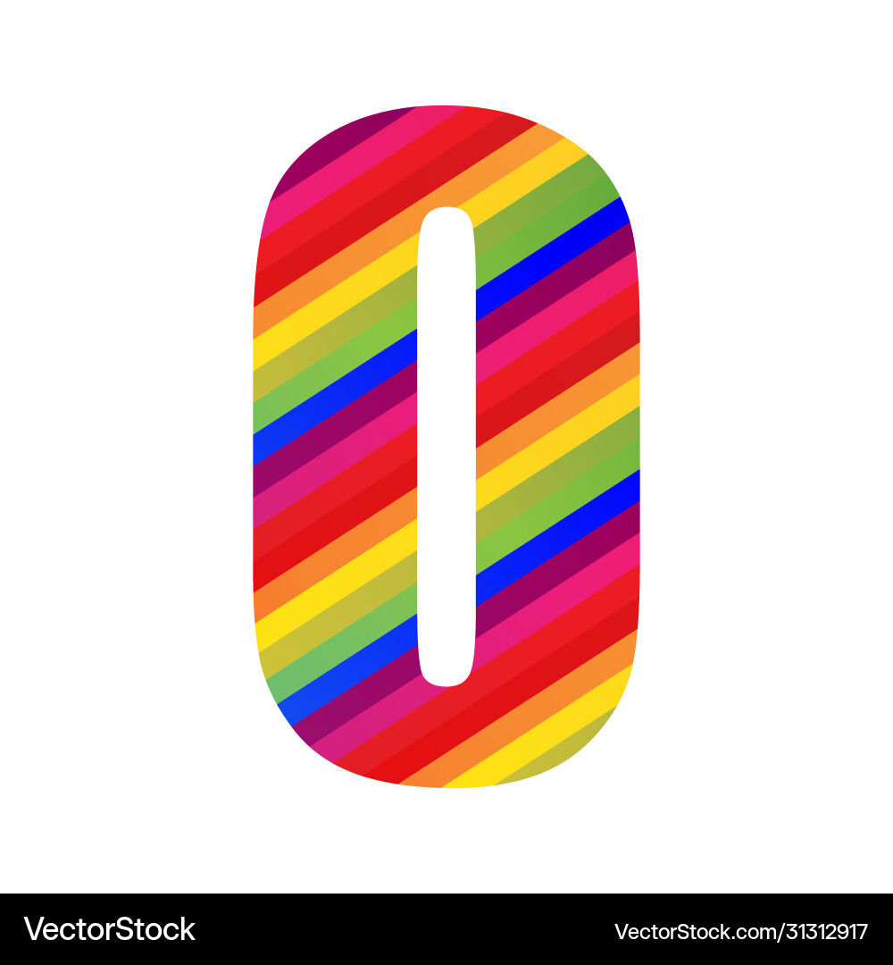 0 number rainbow style numeral digit colorful 0 number rainbow style numeral digit colorful vector image